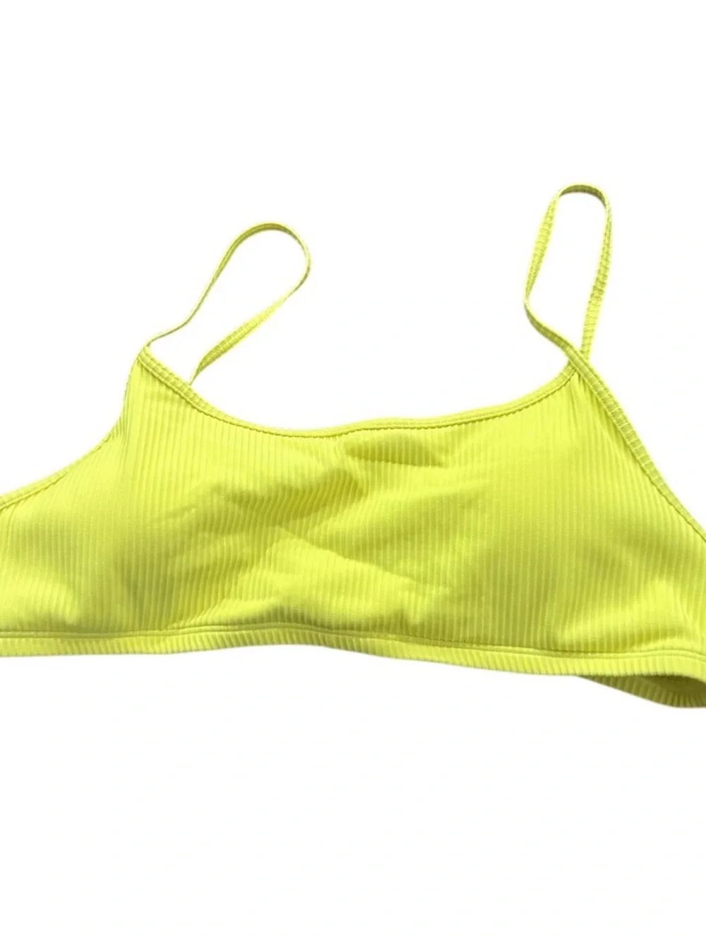 Halara Ribbed Bikini Top Size Large Neon Yellow NWOT